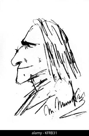 Franz Liszt - caricatura, dopo il disegno da M. Munkacsy (1844 - 1900). Ungherese pianista e compositore, 22 Ottobre 1811 - 31 luglio 1886. Foto Stock