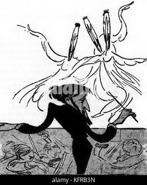 ANSERMET Ernest - caricatura di lui condurre orchestra. Artista non noto.Swiss conduttore (1883-1969). Fondatore di Orchestre de la Suisse Romande. Foto Stock