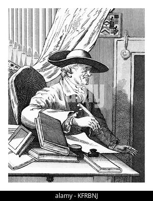 Thomas Morell . Incisione di James Basire il Vecchio (1730-1802), 1762,dopo il lavoro da William Hogarth (1697-1764). TM ha lavorato con Handel su diversi oratori, tra cui Teodora. TM: classica studioso e librettista.18 Marzo 1703 - 19 Febbraio 1784 Foto Stock