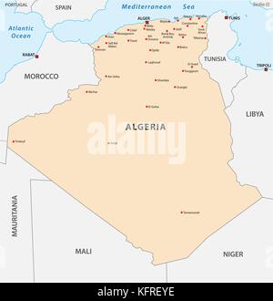 Algeria mappa vettoriale Illustrazione Vettoriale