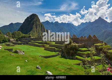 Panorama vista del paesaggio di Machu Picchu in Perù. luogo turistico Machu Picchu Foto Stock