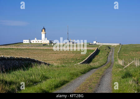 Noss Head Lighthouse vicino a stoppino in caithness, highland, Scotland, Regno Unito Foto Stock