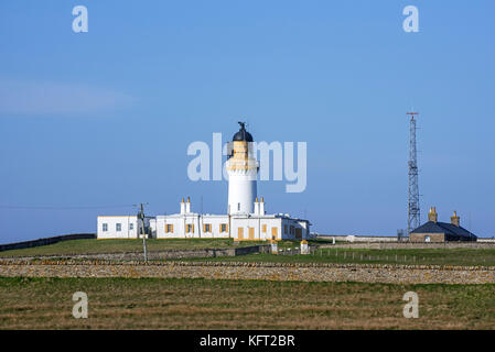 Noss Head Lighthouse vicino a stoppino in caithness, highland, Scotland, Regno Unito Foto Stock