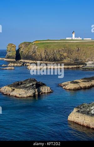 Noss Head Lighthouse vicino a stoppino in caithness, highland, Scotland, Regno Unito Foto Stock