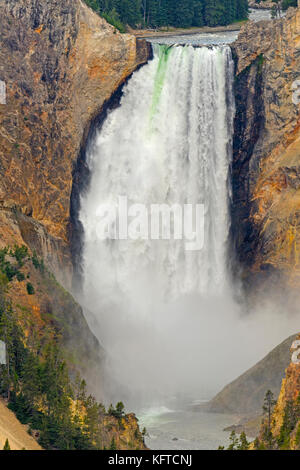 Drammatica yellowstone inferiore cade schiantarsi dentro il Canyon di Yellowstone nel parco nazionale di Yellowstone in wyoming Foto Stock