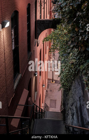 L'Esorcista passi, scala posizione filmato per il film The Exorcist, prospettiva St NW di Georgetown, Washington D.C., Stati Uniti d'America, Stati Uniti d'America. Foto Stock