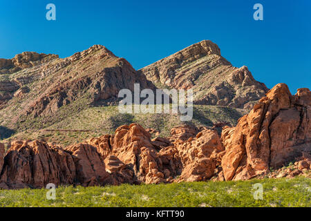 Formazioni rocciose di arenaria a Redstone Trail, zona di Northshore Road, Lake Mead National Recreation Area, Nevada, USA Foto Stock