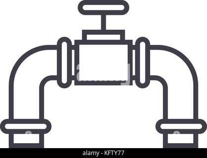 Tubi con la valvola del gas vettore icona linea, segno, illustrazione su sfondo, corse modificabile Illustrazione Vettoriale