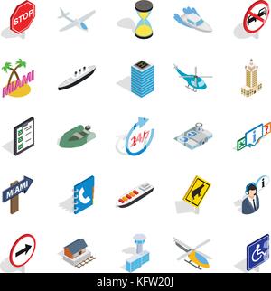 Trasporto costosa set di icone, stile isometrico Illustrazione Vettoriale