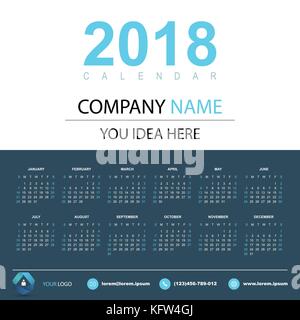 Calendario per il 2018 anno. Illustrazione Vettoriale