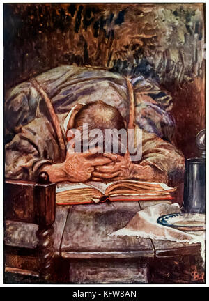 "Cristiano" da 'Pellegrino la progressi da questo mondo per ciò che è a venire" di John Bunyan (1628-1688). Illustrazione di Byam Shaw (1872-1919) mostra Christian gravate dal peso dei propri peccati. Vedere ulteriori informazioni qui di seguito. Foto Stock