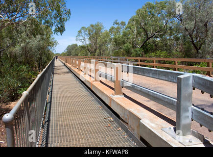Incrocio principale oltre il possente Fiume Fitzroy vicino a Derby,North Western Australia , è il Willare 1.280-piedi lungo (390 metri) ponte con un percorso a piedi. Foto Stock