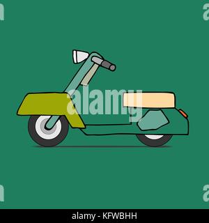 Vector design piatto scooter. classic ciclomotore, vista laterale, isolato Illustrazione Vettoriale