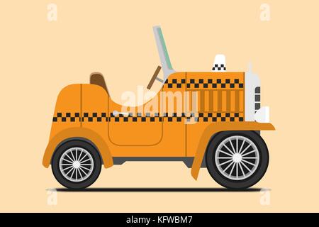 Vintage auto taxi immagine. isolato, illustrazione vettoriale Illustrazione Vettoriale