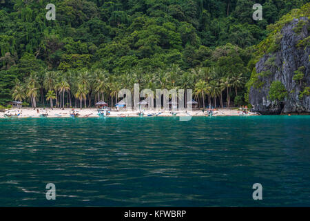 Sette Commandos spiaggia di El Nido PALAWAN FILIPPINE Foto Stock