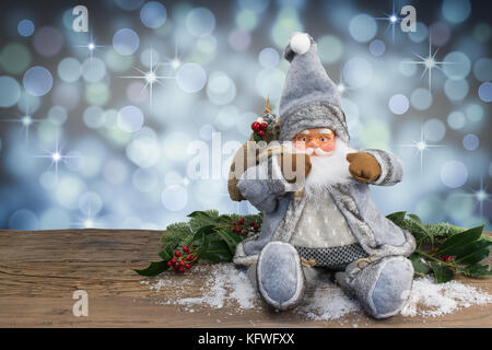 Babbo Natale con spumante sfondo. Foto Stock
