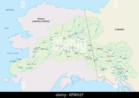 Yukon river mappa vettoriale Illustrazione Vettoriale