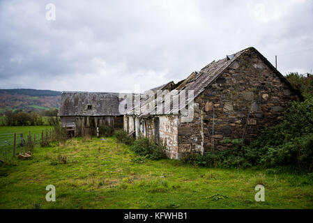 Una fattoria in rovina in Scozia, edificio abbandonato Foto Stock