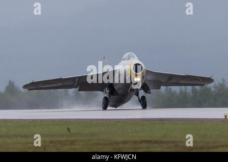 Volo storico dell'aviazione svedese´s bella Saab J29 Tunnan Foto Stock