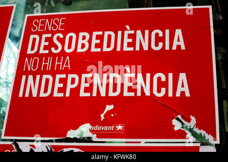 Pro Indipendenza Catalana poster, Barcelona, Spagna. Foto Stock