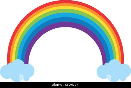 Rainbow con nuvole immagine dell'icona Illustrazione Vettoriale