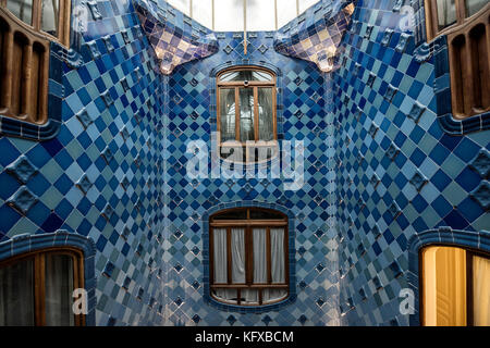 Vista interna di Casa Batllo a Barcellona Foto Stock