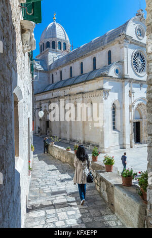 Cattedrale di St James, Sebenico, šibensko-kninska, Dalmazia, Croazia, Europa. Foto Stock