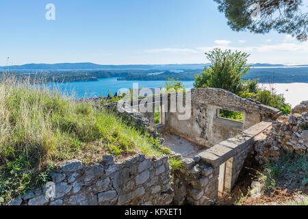 Fortezza di San Giovanni, Šibenik, Šibensko-Kninska, Dalmazia, Croazia, Europa. Foto Stock