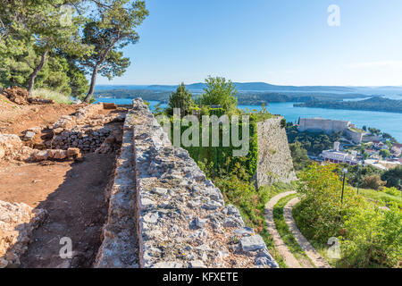 Fortezza di San Giovanni, Šibenik, Šibensko-Kninska, Dalmazia, Croazia, Europa. Foto Stock