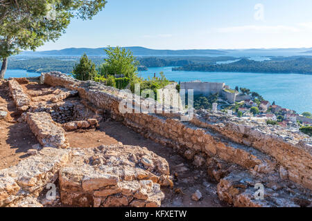 Fortezza di San Giovanni, Šibenik, Šibensko-Kninska, Dalmazia, Croazia, Europa. Foto Stock