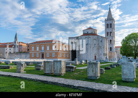 San Donato e la chiesa di Santa Anastasia Duomo torre campanaria, Zara, Dalmazia, Croazia, Europa. Foto Stock