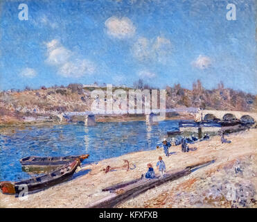 La spiaggia di Saint-Mammes da Alfred Sisley (1839-1899), olio su tela, 1884 Foto Stock