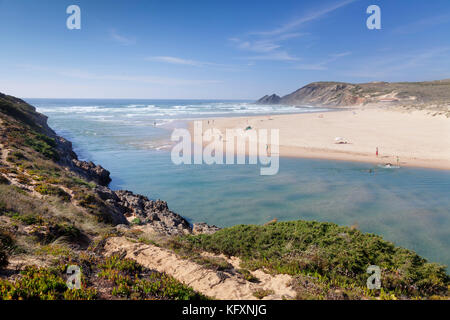 Praia da amoreira beach, aljezur, costa vicentina, west coast, algarve, portogallo Foto Stock