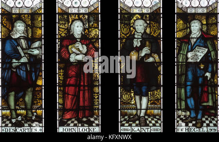 Famosi filosofi commemorato nella John Rylands Library e Manchester, Regno Unito Foto Stock