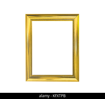 Golden vintage photo frame isolati su sfondo bianco Foto Stock