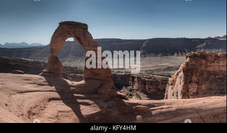 Delicate Arch in Arches National Park nello Utah, USA Foto Stock