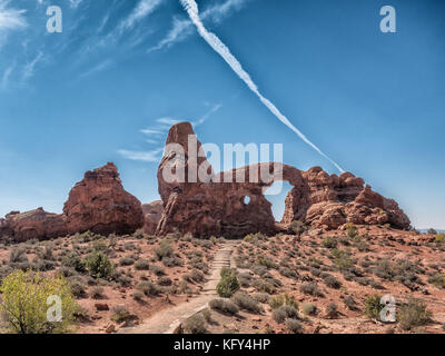 La torretta Arch in Arches National Monument, USA Utah Foto Stock