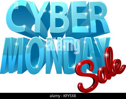 Cartellonistica 3D offerta Cyber Monday Illustrazione Vettoriale