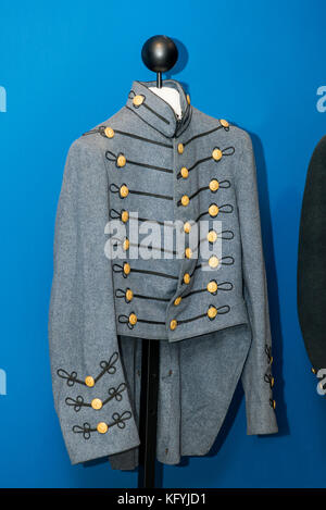 St. Joseph, Missouri. Museo della guerra civile. Camice Uniforme Cadet, Virginia Military Institute. Rivestimento Di Coda. Foto Stock