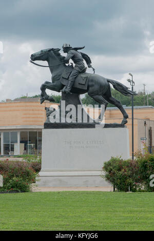 St. Joseph, Missouri. Pony Express rider Memorial. Foto Stock