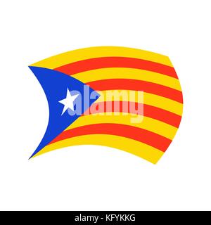 Bandiera della Catalogna isolato. estelada blava nastro banner. Il simbolo di stato Illustrazione Vettoriale