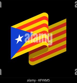 Bandiera della Catalogna isolato. estelada blava nastro banner. Il simbolo di stato Illustrazione Vettoriale