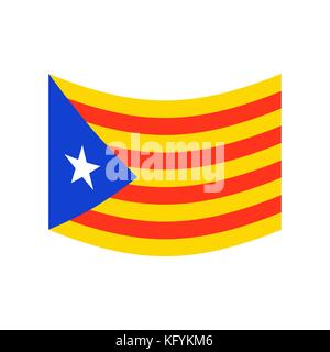 Bandiera della Catalogna isolato. estelada blava nastro banner. Il simbolo di stato Illustrazione Vettoriale