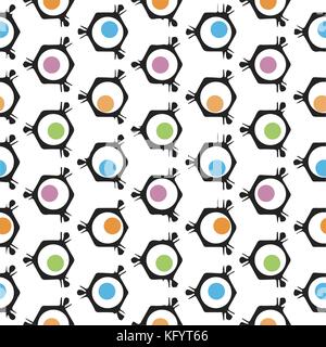 Abstract seamless pattern su uno sfondo bianco. Divertente e colorato Illustrazione Vettoriale