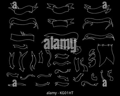 Mano Bozzetto disegnato a mano elementi. vettore illustrazione della lavagna. Illustrazione Vettoriale