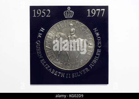 Commerative coin, Queen Elizabeth II Silver Jubilee 1977 Foto Stock