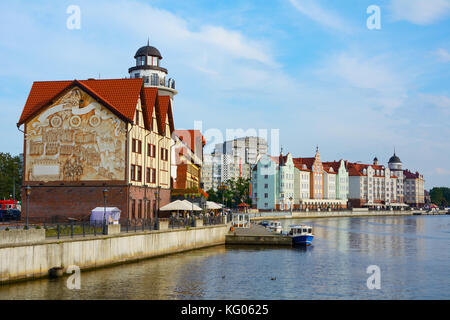 Kaliningrad, vista sul lungomare dell'isola Lomza Foto Stock