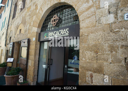 Bancacras ufficio a San Quirico d'Orcia, Siena, Toscana, Italia Foto Stock