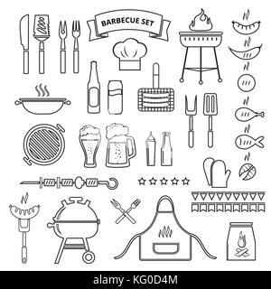 Barbecue set di contorno Illustrazione Vettoriale