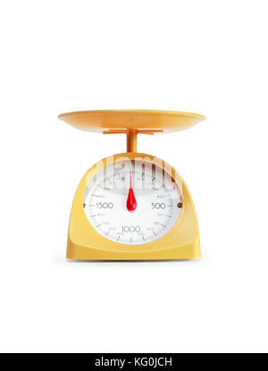 Moderna cucina giallo scala isolato su sfondo bianco con tracciato di ritaglio Foto Stock